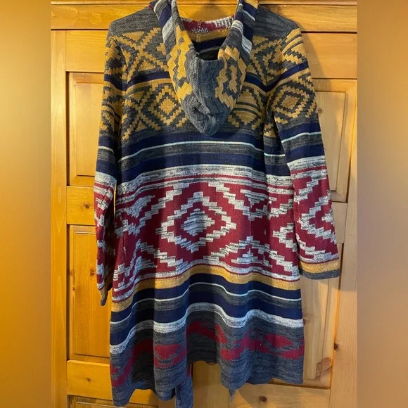 Multicolor Geometric Pattern Open Cardigan - Picture 2 of 2